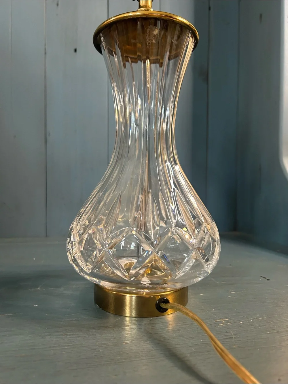 Waterford Lismore FineCutCrystal Table Lamp with Brass Base - Working Condition
